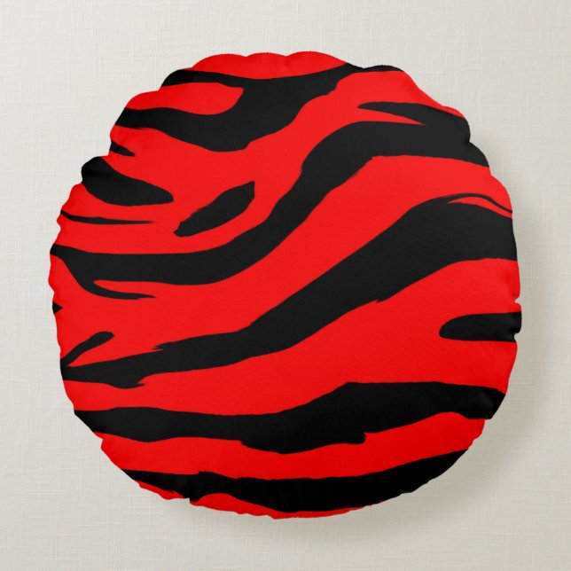 Bright rode zebra afdrukken rond kussen (Voorkant)