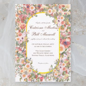 Bright Romantic Colorful Floral Wedding Invitation Kaart