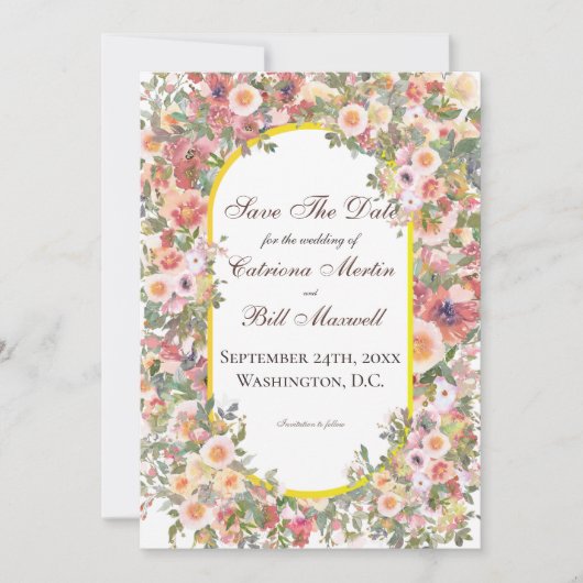 Bright Romantic Garden Save the Date Card Kaart (Voorkant)