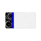 Bright Royal Blue & Black Damask Stippen Verzendin Etiket (Voorkant)