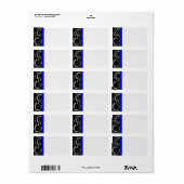 Bright Royal Blue & Black Damask Stippen Verzendin Etiket (Full Sheet)