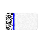 Bright Royal Blue & Black Damask Stippen Verzendin Etiket (Voorkant)