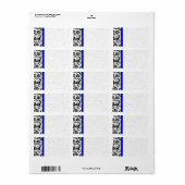 Bright Royal Blue & Black Damask Stippen Verzendin Etiket (Full Sheet)