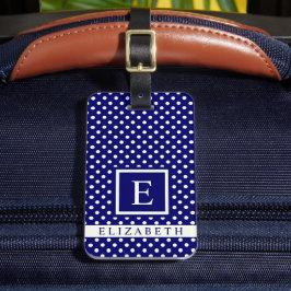  Bright Royal Blue White Polka Dot Bagagelabel