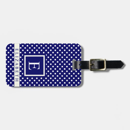  Bright Royal Blue White Polka Dot Bagagelabel (Voorkant horizontaal)
