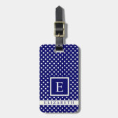  Bright Royal Blue White Polka Dot Bagagelabel (Voorkant verticaal)