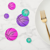 Bright roze Blauwgroen Paarse basketbal Happy Birt Confetti (Groep)