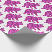 Bright Roze Dinosaur Cadeaupapier (Hoek)