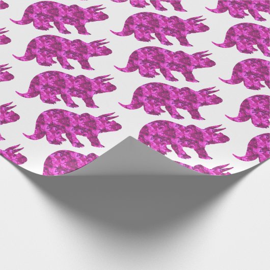 Bright Roze Dinosaur Cadeaupapier (Hoek)