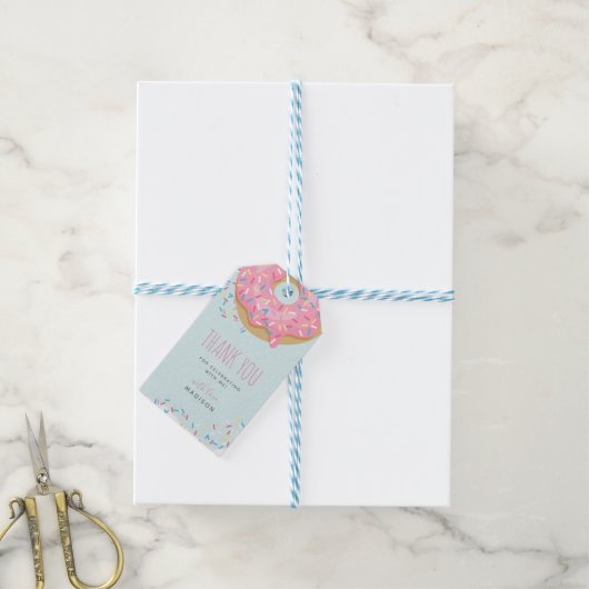Bright Roze Doughnut Sprinkle Birthday Dank je Cadeaulabel (Met Touw)