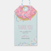Bright Roze Doughnut Sprinkle Birthday Dank je Cadeaulabel (Voorkant)