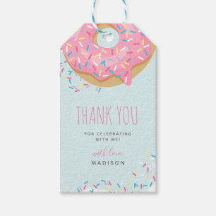 Bright Roze Doughnut Sprinkle Birthday Dank je Cadeaulabel
