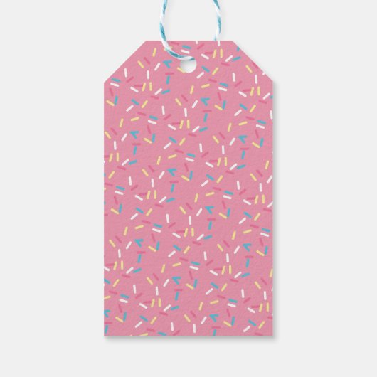 Bright Roze Doughnut Sprinkle Birthday Dank je Cadeaulabel (Achterkant)