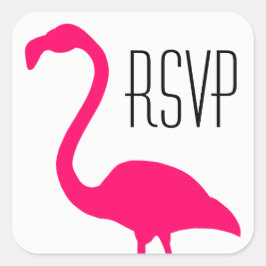 Bright roze Flamingo RSVP Vierkante Sticker