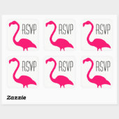 Bright roze Flamingo RSVP Vierkante Sticker (Vel)