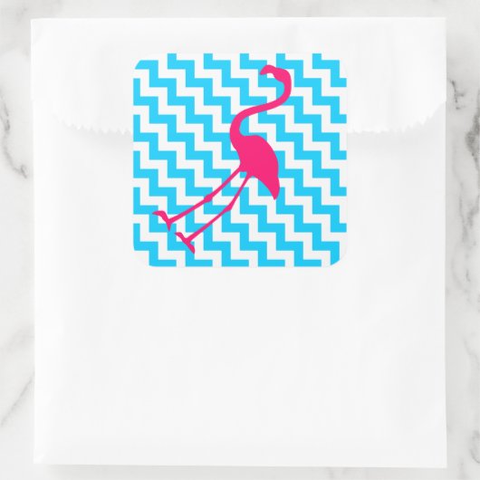 Bright roze flamingo vierkante sticker (Tas)