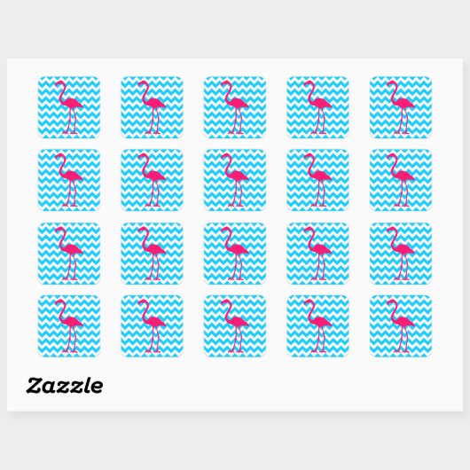 Bright roze flamingo vierkante sticker (Vel)