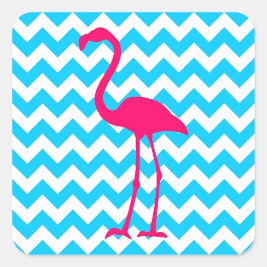 Bright roze flamingo vierkante sticker (Voorkant)