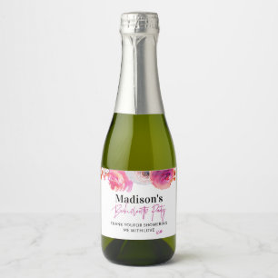 Bright roze Floral Bachelorette Favor Sparkling Wijnetiket