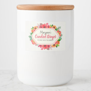 Bright Roze Ginger Voedselcontainer Etiket