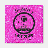 Bright roze glitter Disco Bachelorette Magneet (Voorkant)