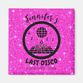 Bright roze glitter Disco Bachelorette Magneet