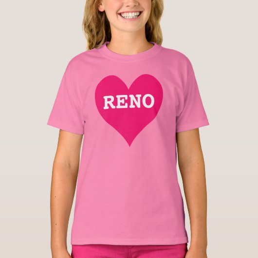 Bright roze hartritme Reno T-shirt (Voorkant)