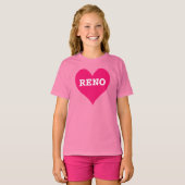 Bright roze hartritme Reno T-shirt (Voorkant volledig)