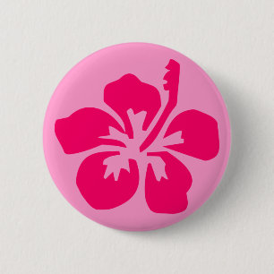 Bright Roze Hibiscus Ronde Button 5,7 Cm