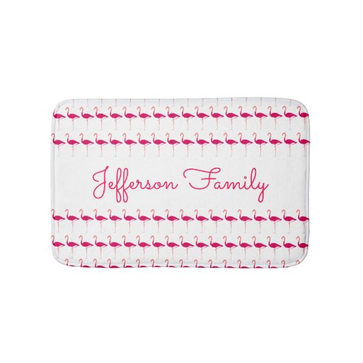 Bright roze Persoonlijke Waterverf Flamingo Print Badmat (Voorkant)