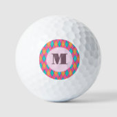 Bright Roze preppy argyle aangepaste monogram dame Golfballen (Voorkant)