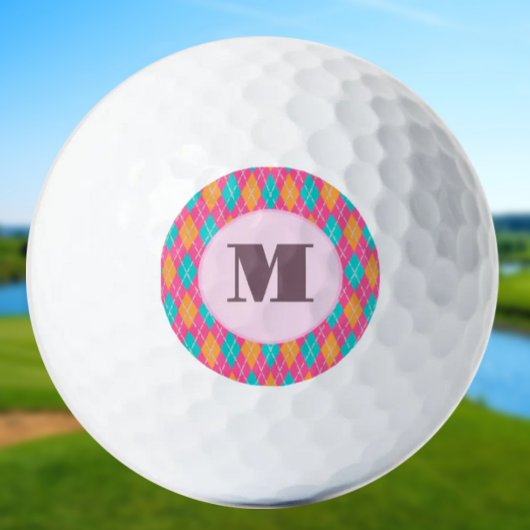 Bright Roze preppy argyle aangepaste monogram dame Golfballen