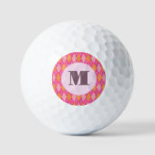Bright Roze preppy argyle aangepaste monogram dame Golfballen (Voorkant)