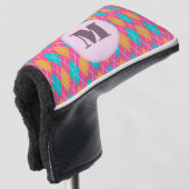 Bright Roze preppy argyle aangepaste monogram dame Golfheadcover (3/4 voorkant)