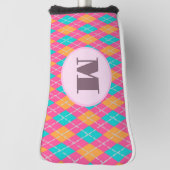 Bright Roze preppy argyle aangepaste monogram dame Golfheadcover (Draai 90)
