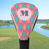 Bright Roze preppy argyle aangepaste monogram dame Golfheadcover