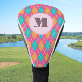 Bright Roze preppy argyle aangepaste monogram dame Golfheadcover