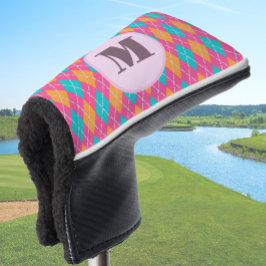 Bright Roze preppy argyle aangepaste monogram dame Golfheadcover