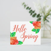Bright roze rozen Hallo lente Briefkaart (Staand voorkant)