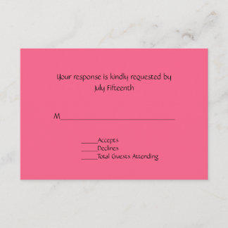 Bright  roze RSVP-kaart RSVP Kaartje