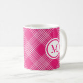 Bright roze speldenmonogram koffiemok (Voorkant rechts)