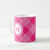 Bright roze speldenmonogram koffiemok (Voorkant links)