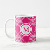 Bright roze speldenmonogram koffiemok (Links)