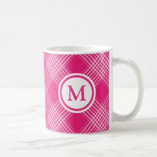 Bright roze speldenmonogram koffiemok