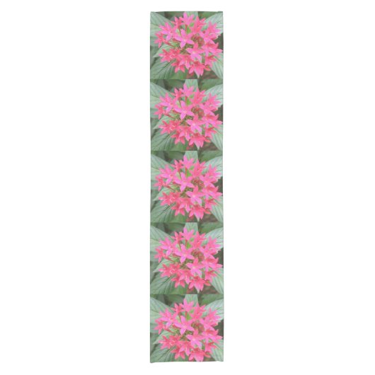Bright roze Tropische Flowers Table Runner Korte Tafelloper (Voorkant)