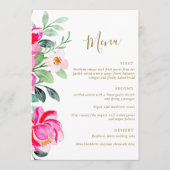 Bright roze Waterverf bloemenbewerkbare bruiloft Menu (Voorkant)