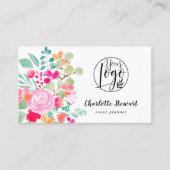 Bright roze waterverf gebeurtenisplanner-logo visitekaartje (Voorkant)