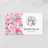 Bright roze waterverf gebeurtenisplanner-logo visitekaartje (Voorkant)