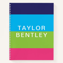 Bright Rugby Stripes Gepersonaliseerd spiraal Noti Notitieboek