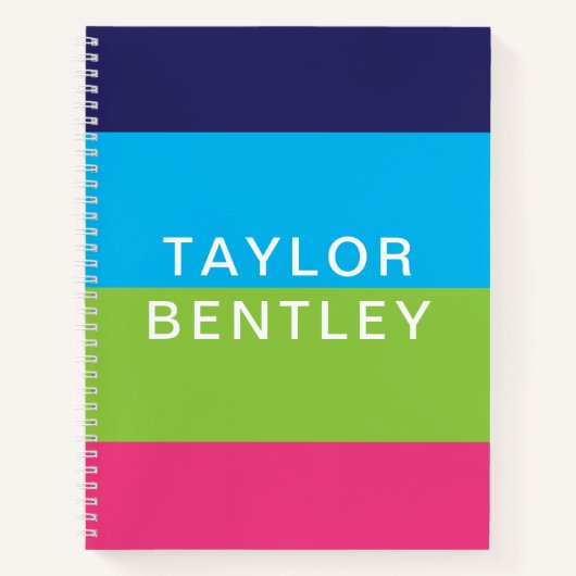 Bright Rugby Stripes Gepersonaliseerd spiraal Noti Notitieboek (Voorkant)